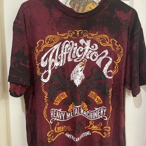 Brand new w tag, Men’s Affliction AC Distilled Motors Tee, Size XL, Wine Color